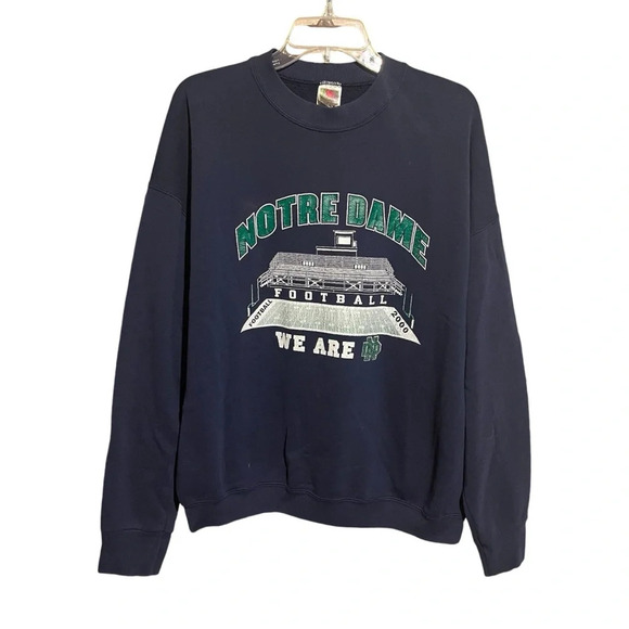 VTG Sweatshirt Blue Notre Dame Fighting Irish Y2K Size XL 2000 We Are Football - Picture 1 of 8